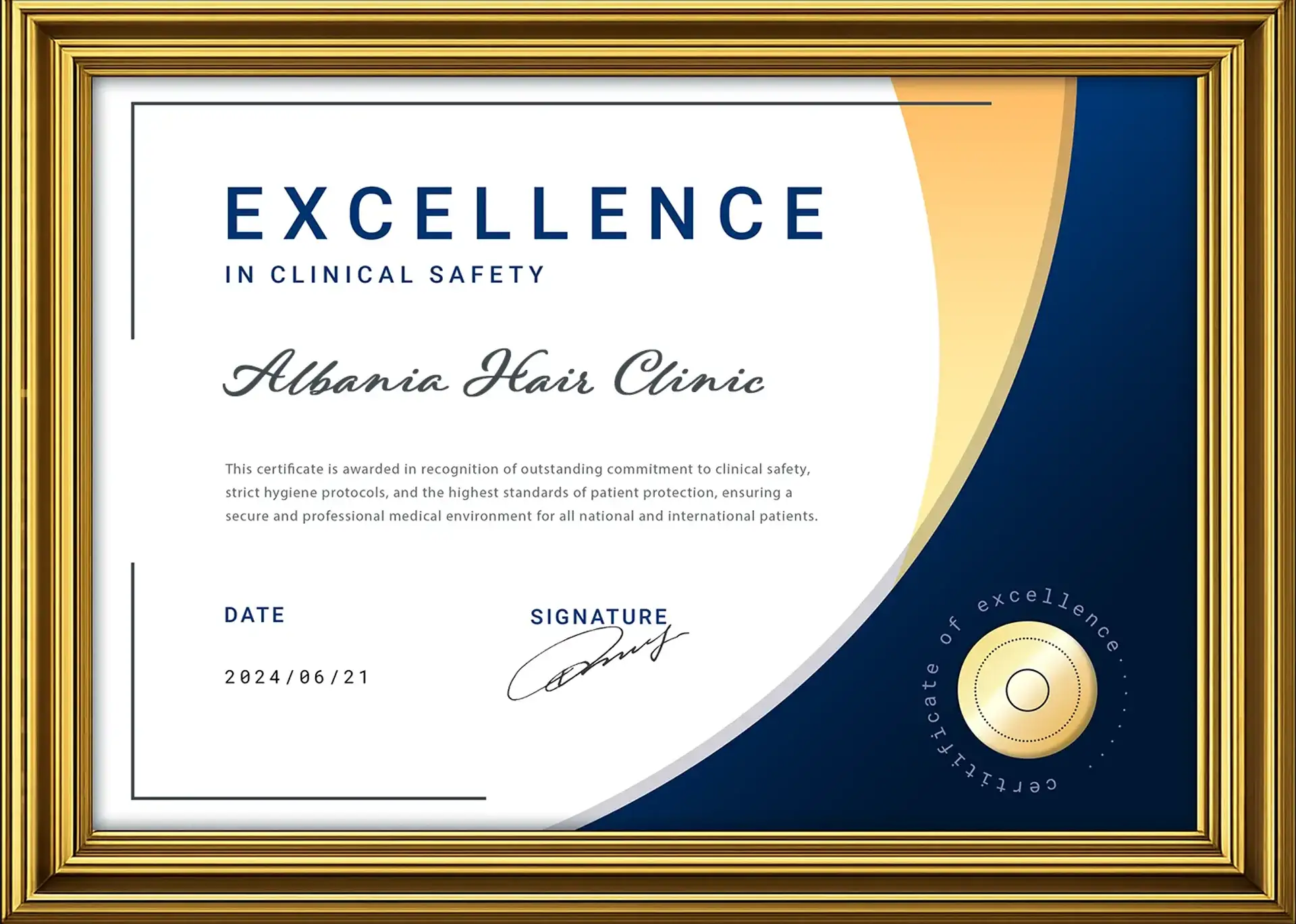 Albania Hair Clinic Certificate