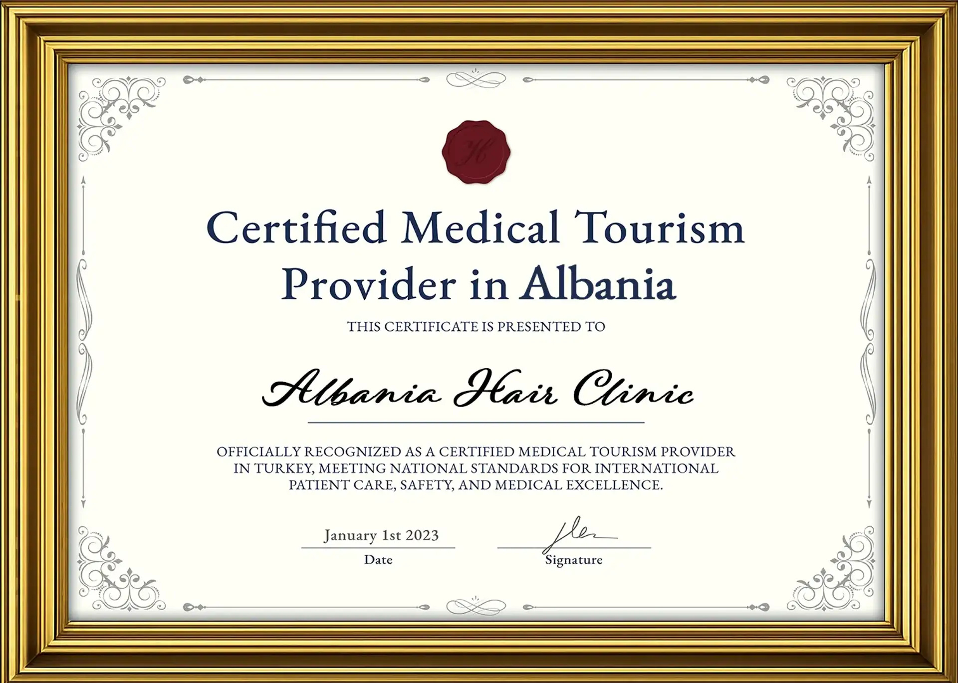 Albania Hair Clinic Certificate